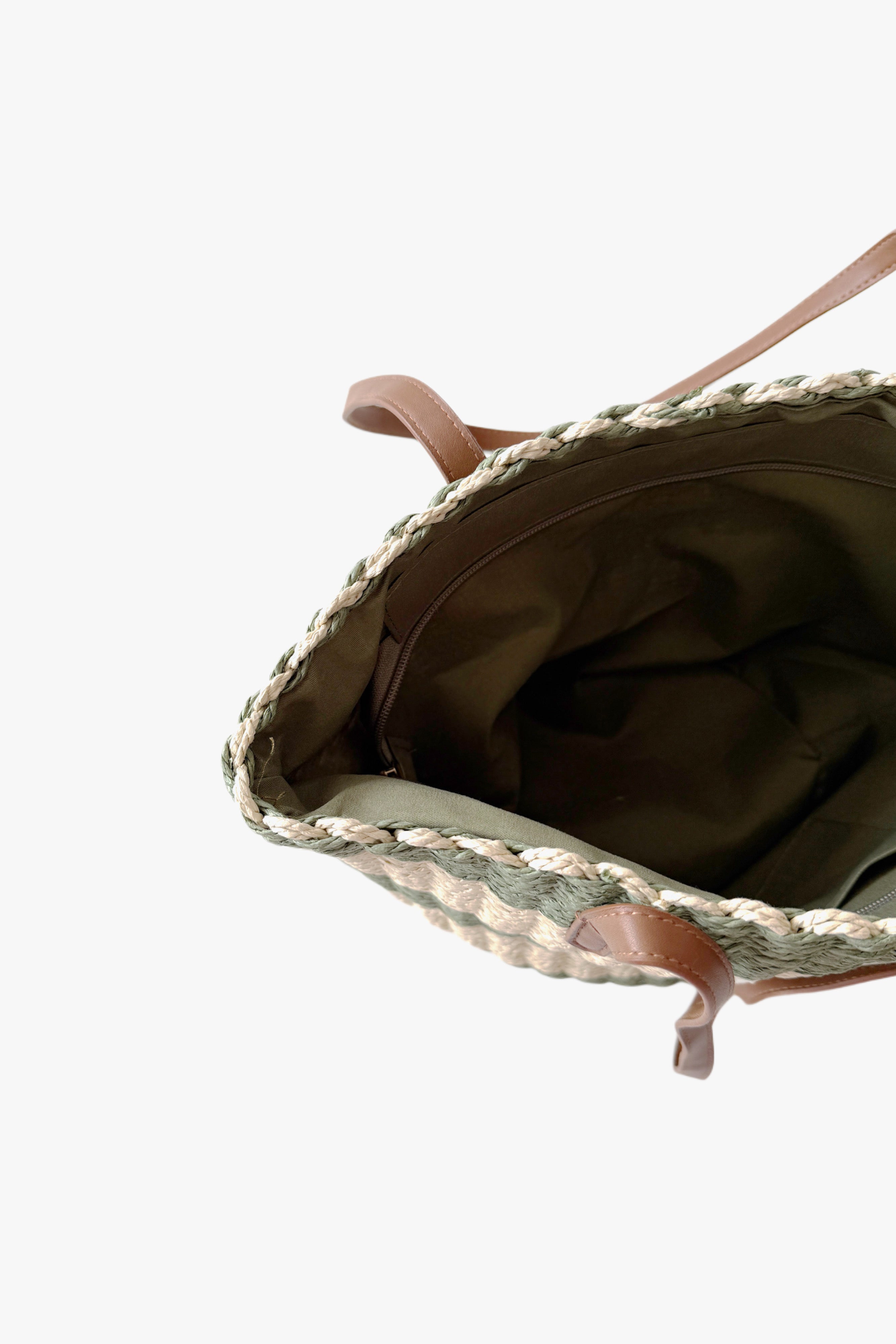 Bolso shopper de rafia verde