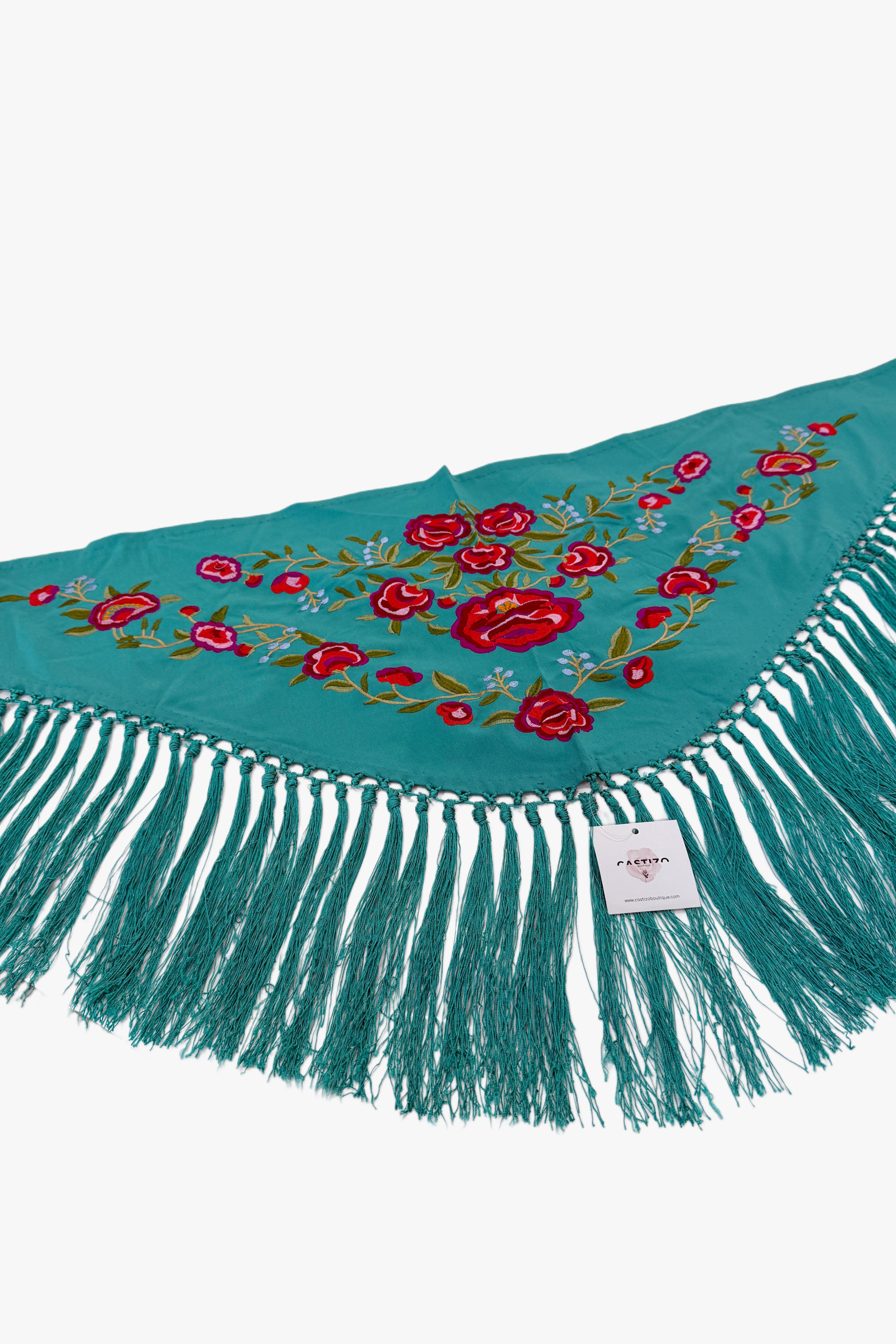 Mantoncillo Verde Agua | Niña Mini Peonías