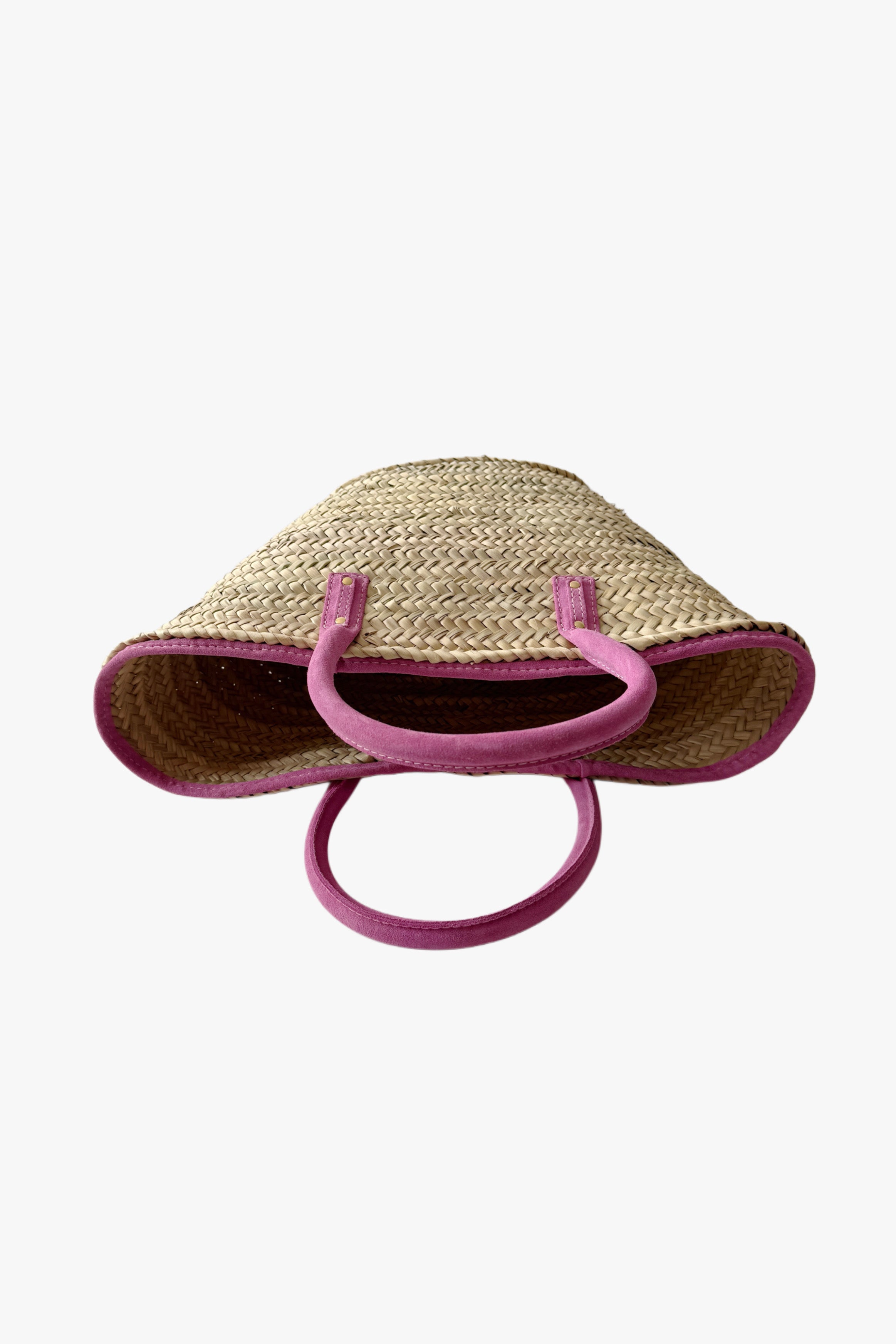 Cesta de playa con cordón rosa