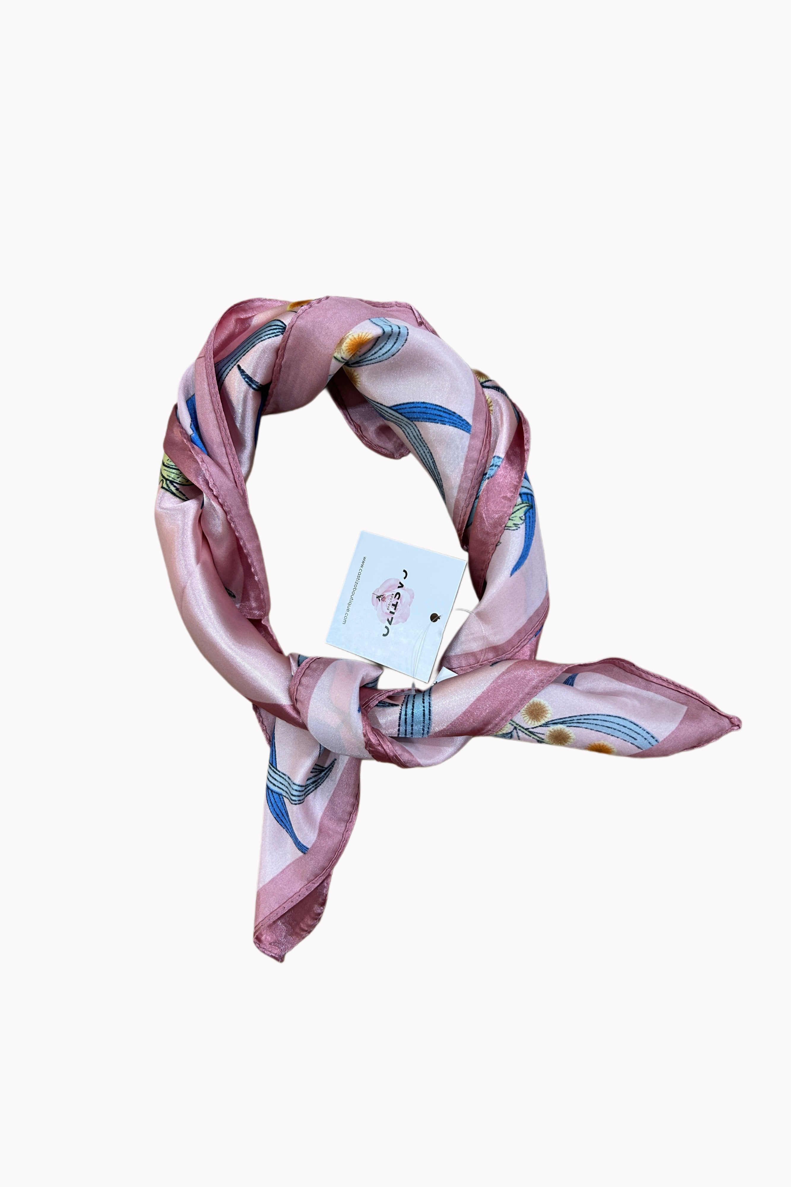 Pañuelo flores rosa 60