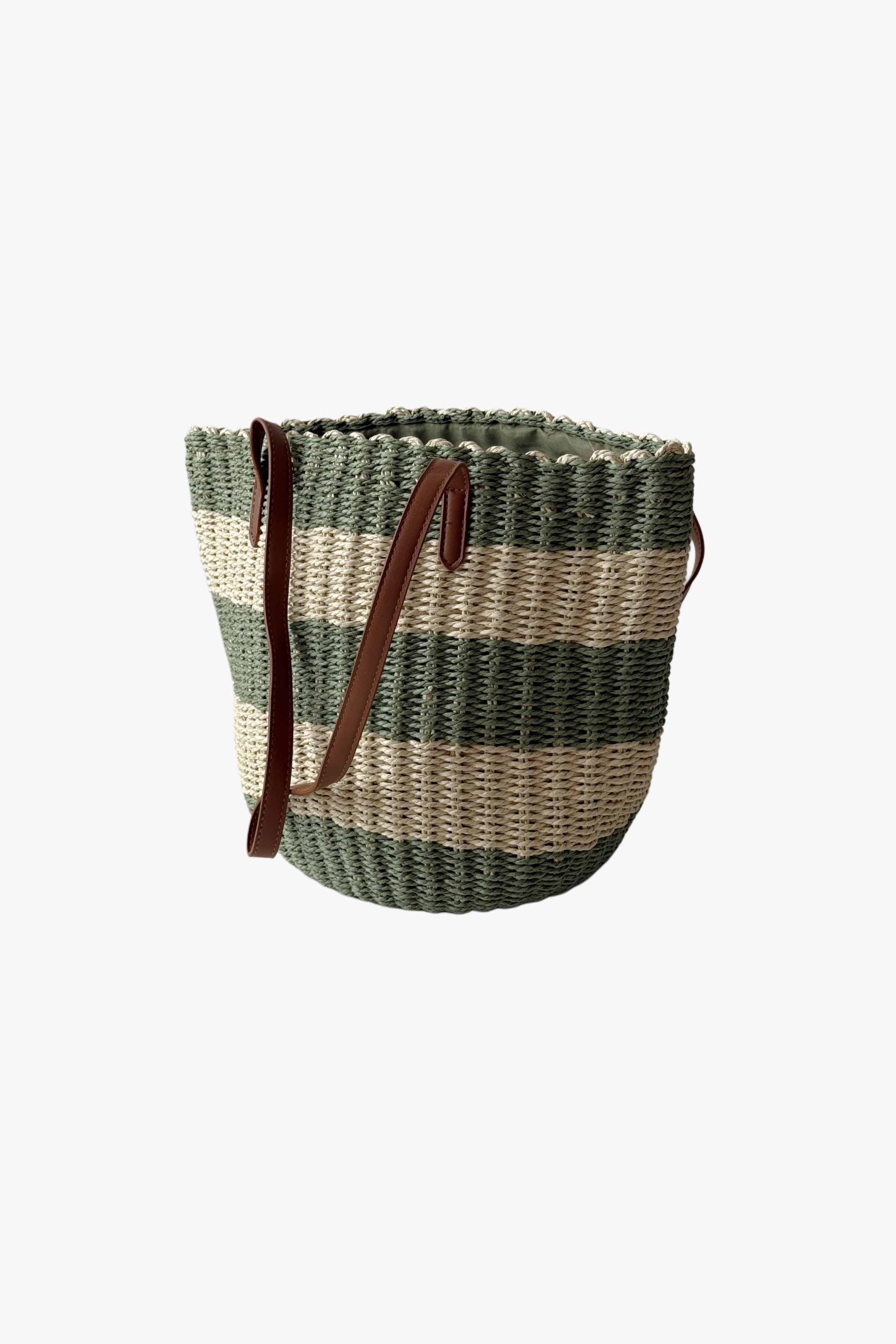 Bolso shopper de rafia verde