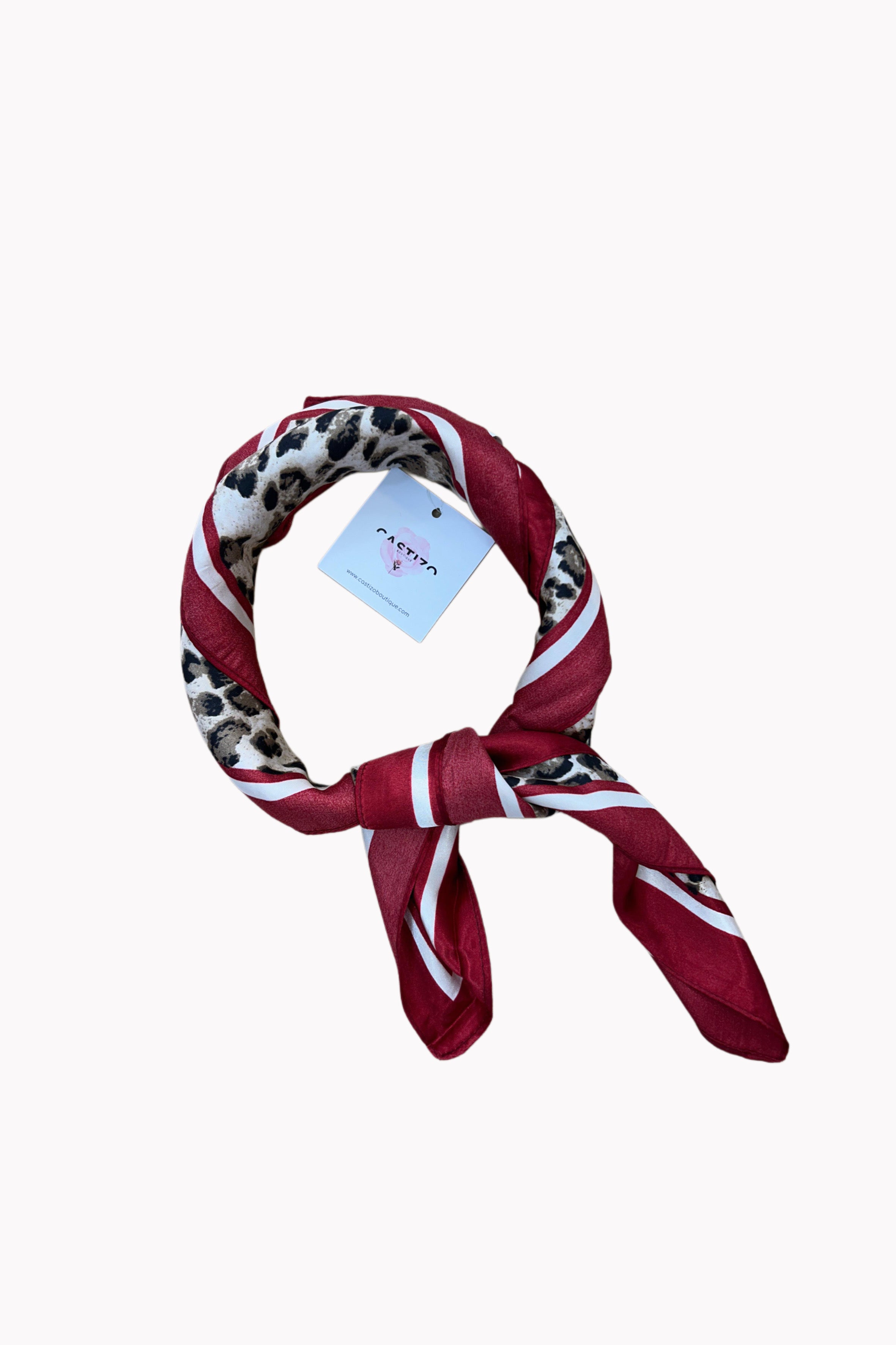 Pañuelo leopardo tinto 60