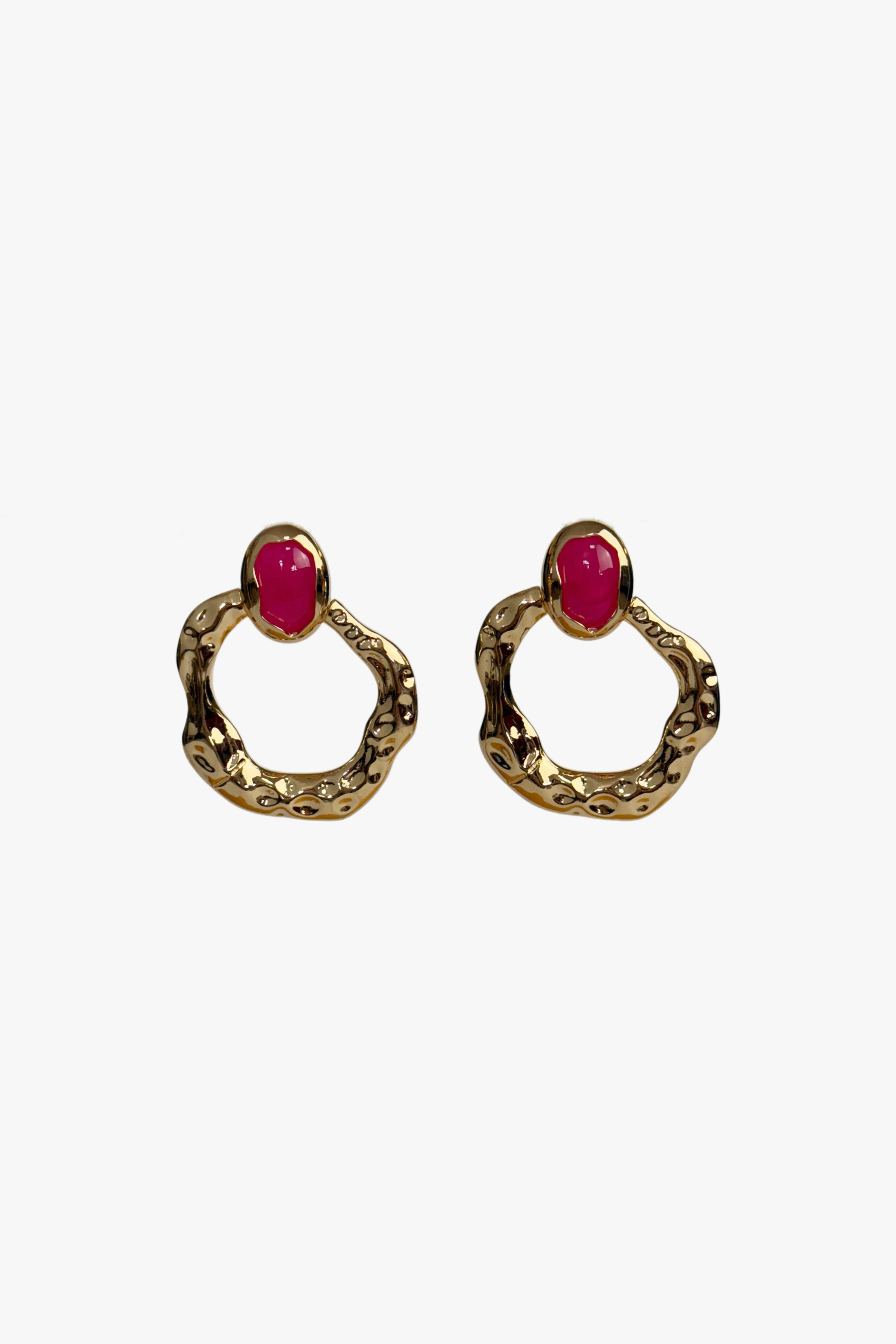 Aro labrado perla fucsia