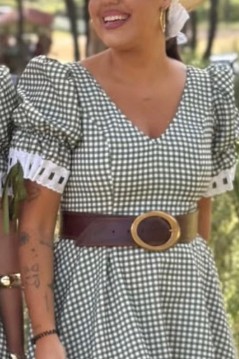 Cinturón piel oscura oval