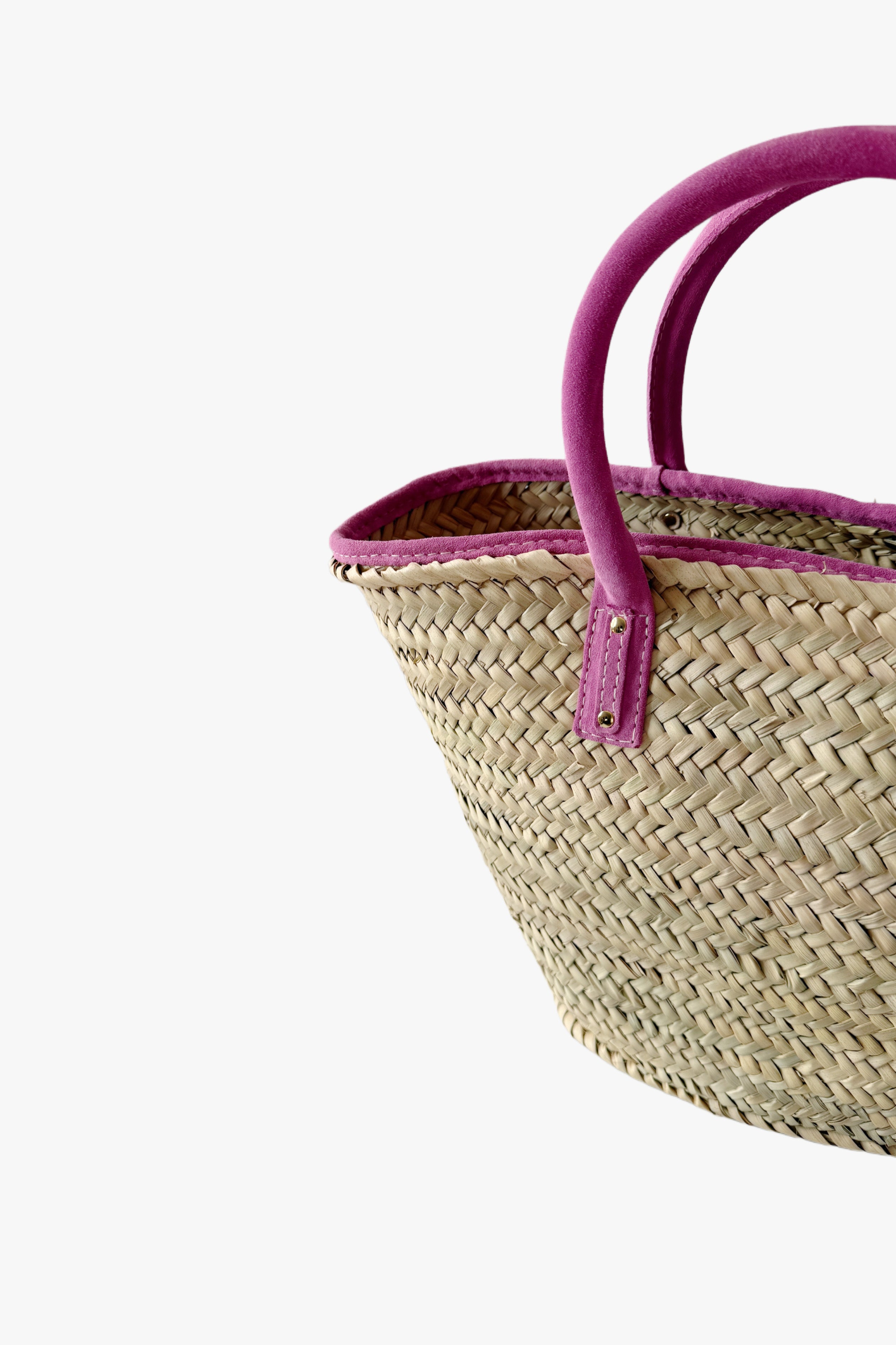 Cesta de playa con cordón rosa