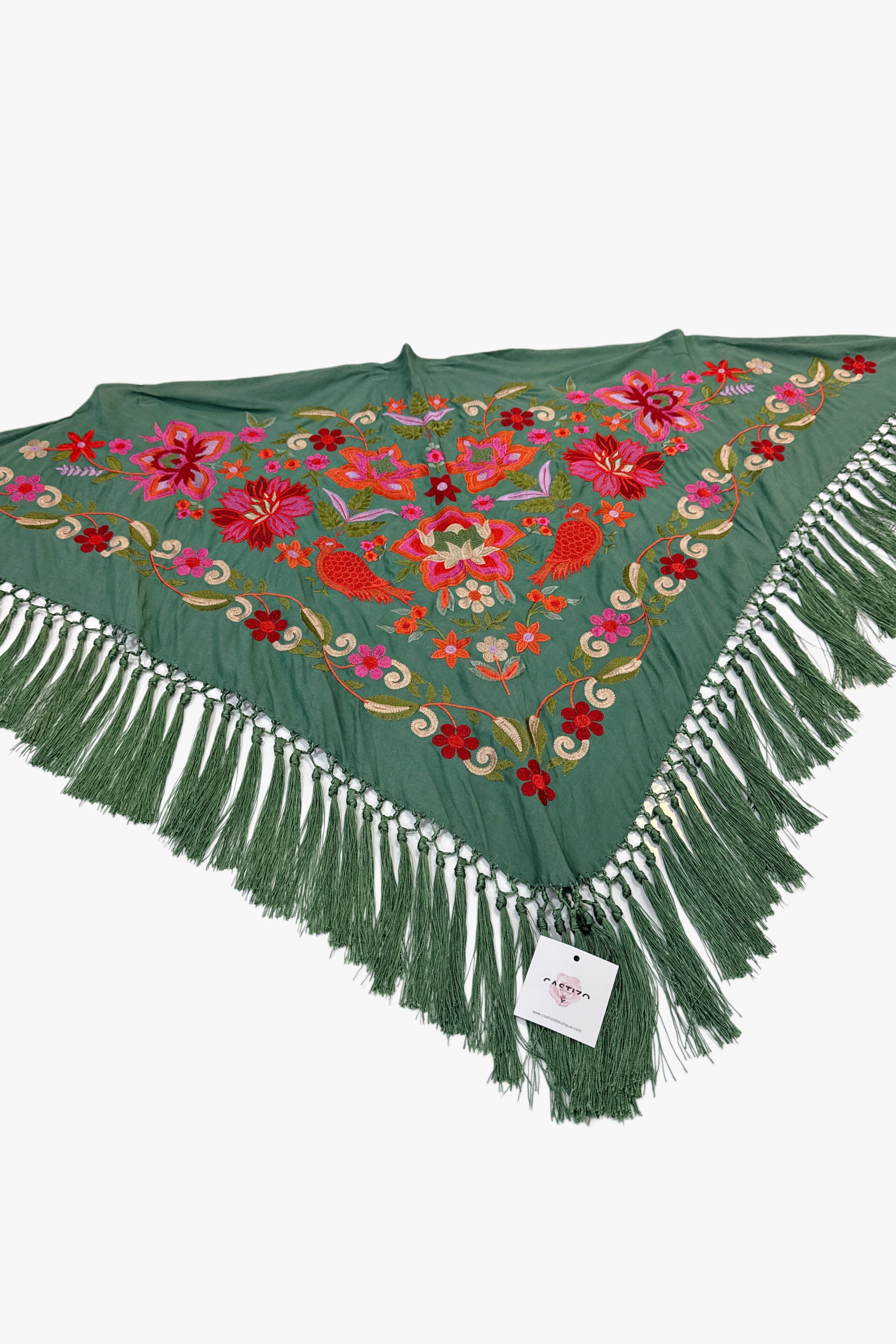 Mantoncillo seda verde esmeralda