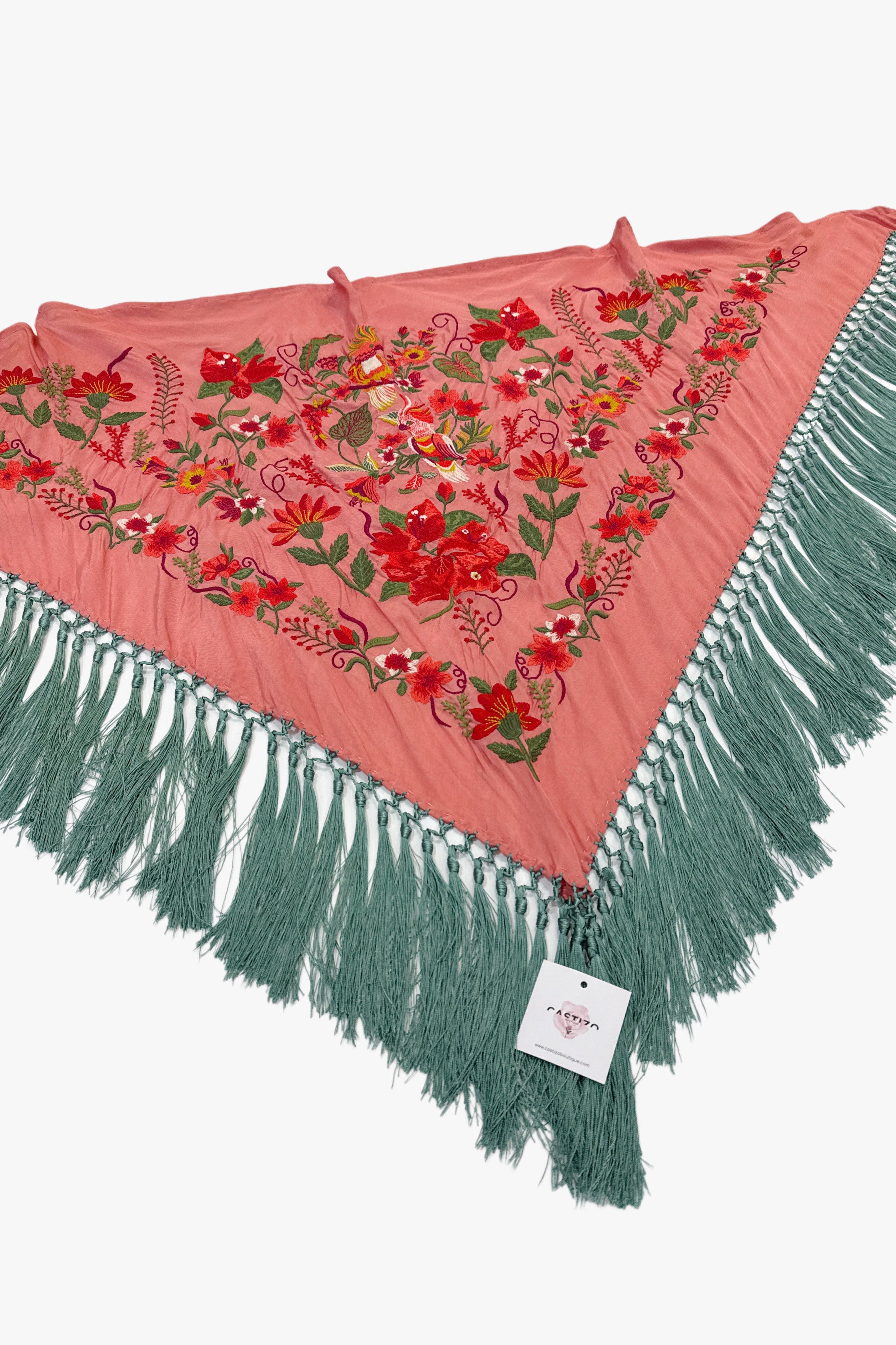 Mantoncillo seda sandía y azul jabonoso