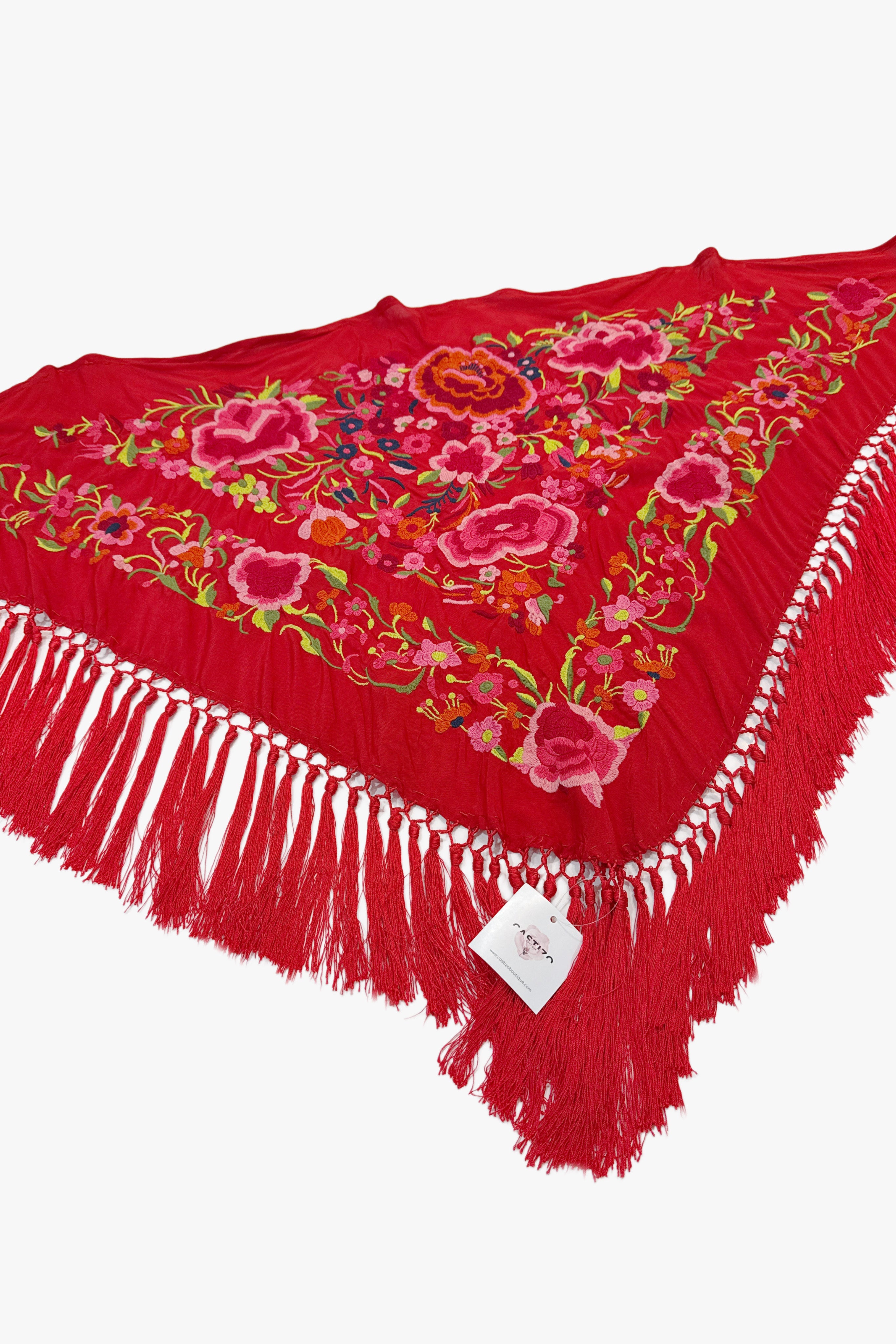 Mantoncillo seda rojo vivo