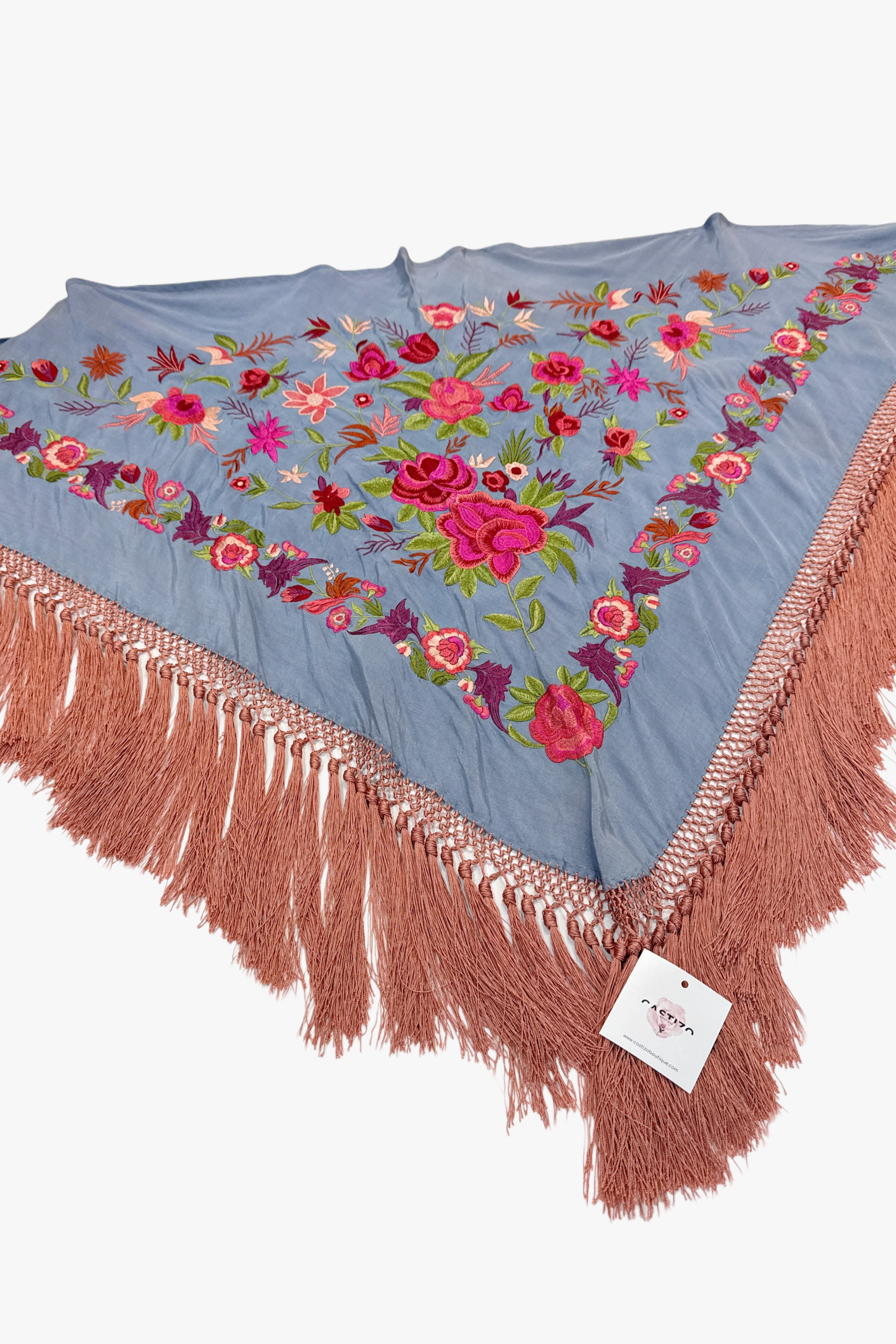 Mantoncillo seda ducado y rosa