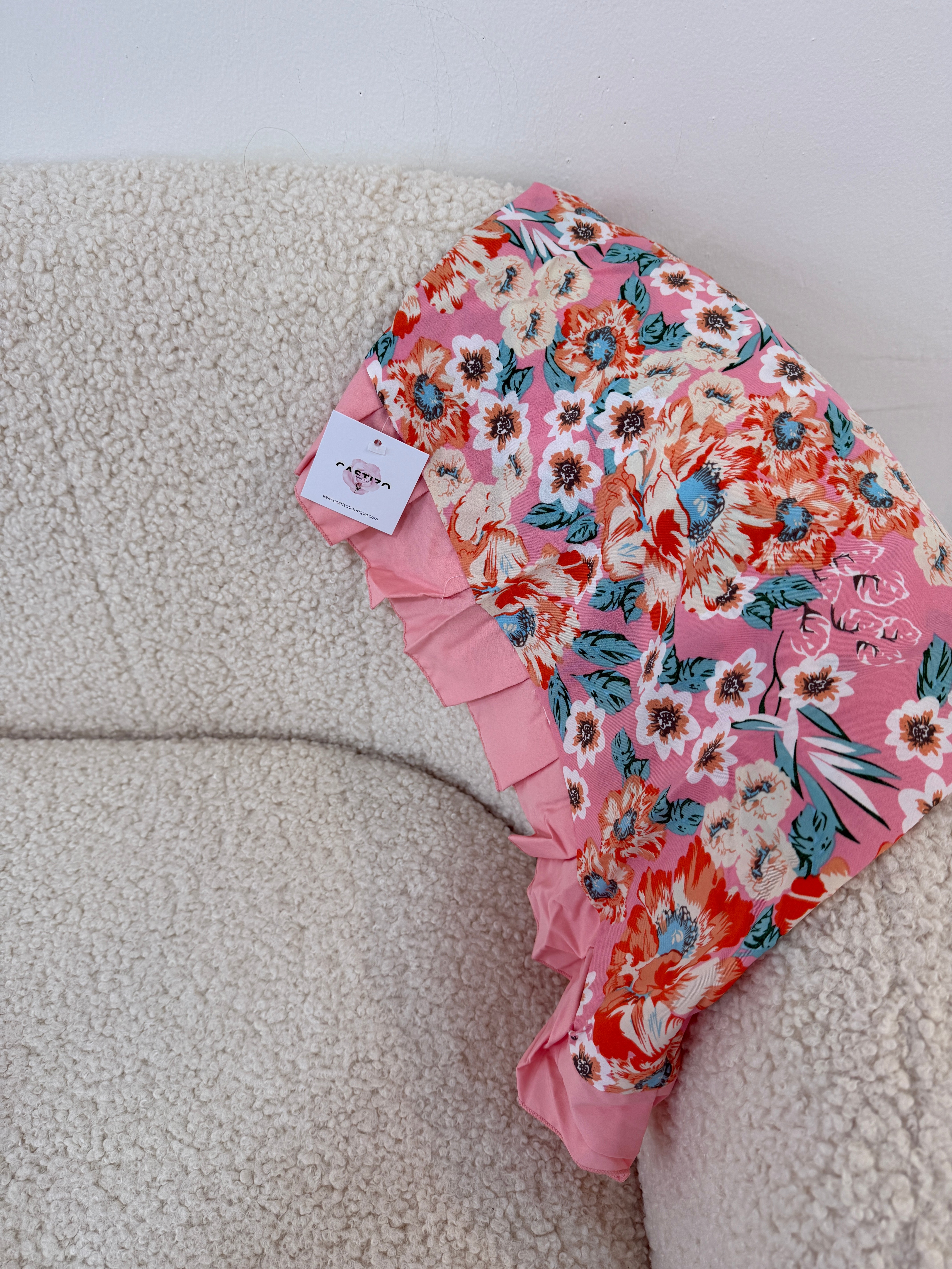 Pañoleta flores coral