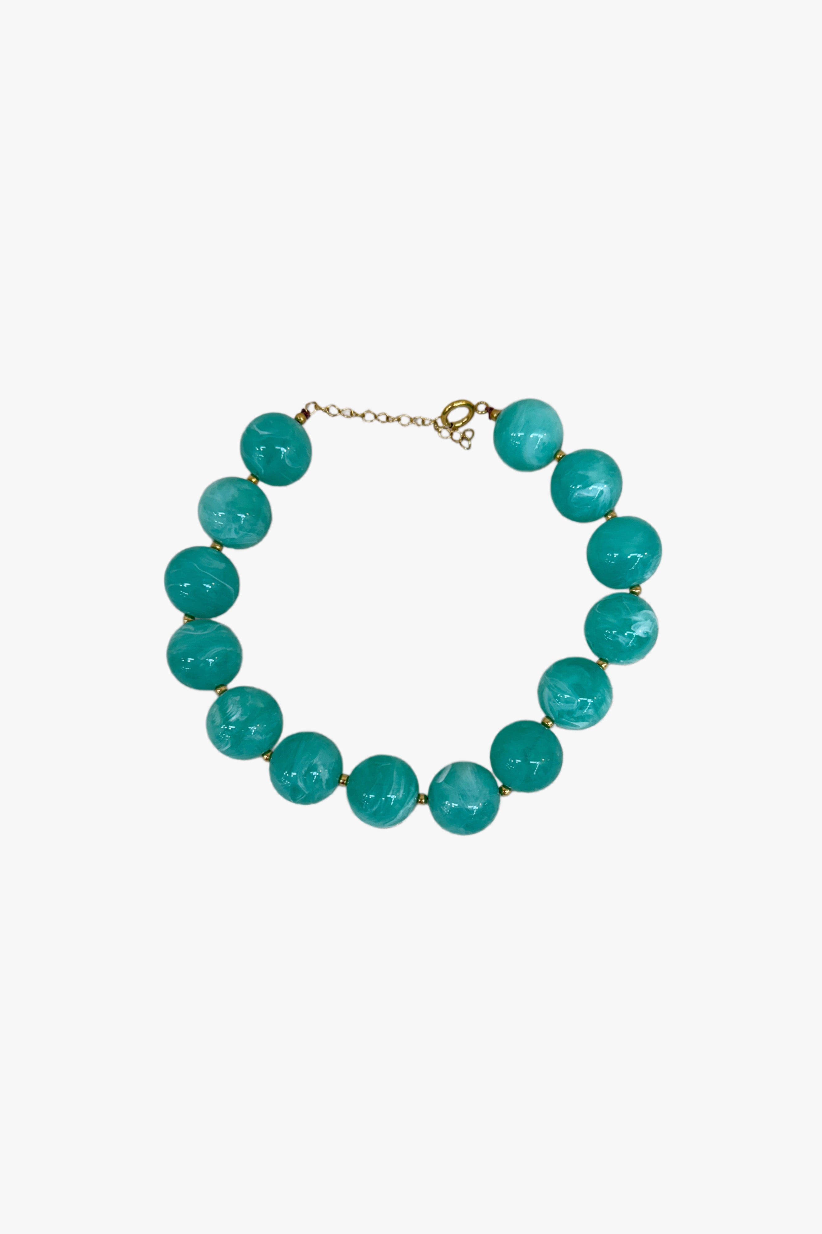 Collar bolas aqua verde agua