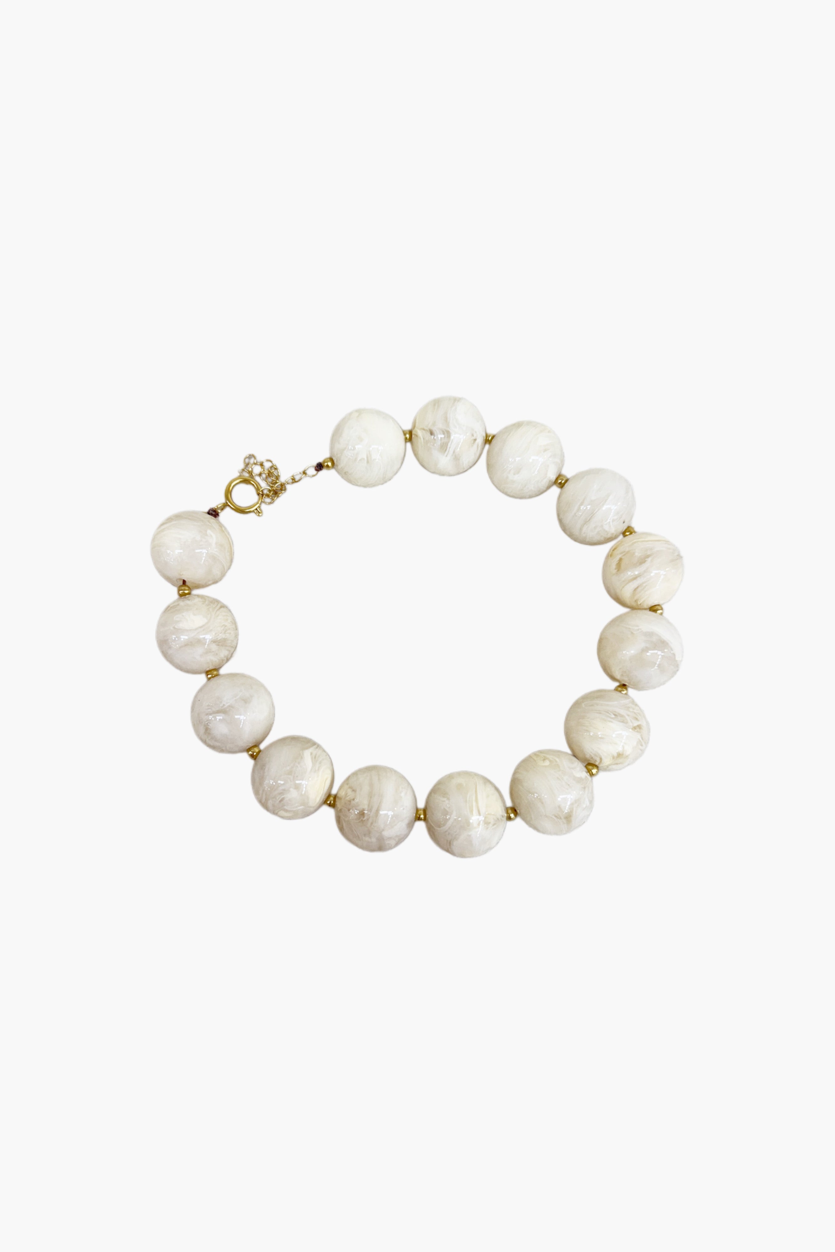 Collar bolas aqua marfil