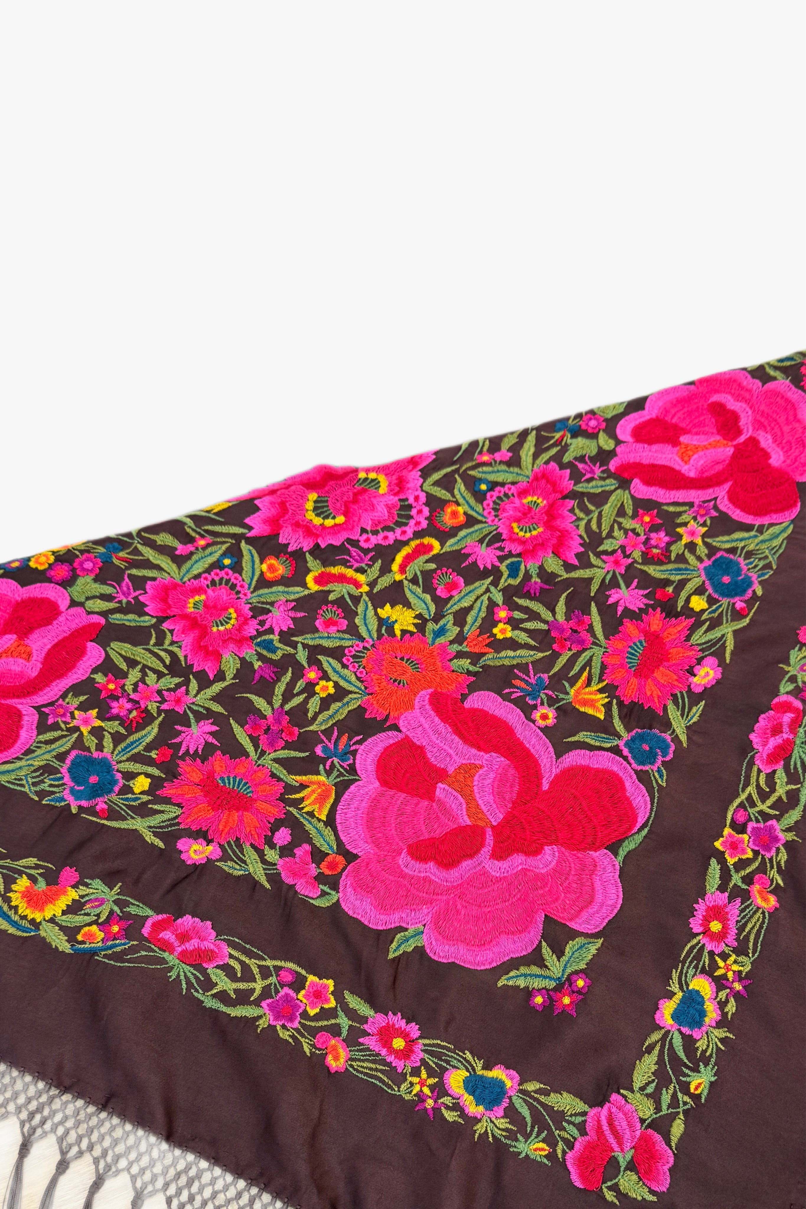 Mantoncillo seda mocca y rosa