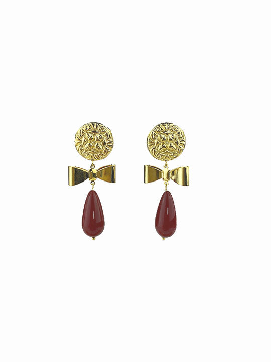 Pendiente lazo cubanita burdeos