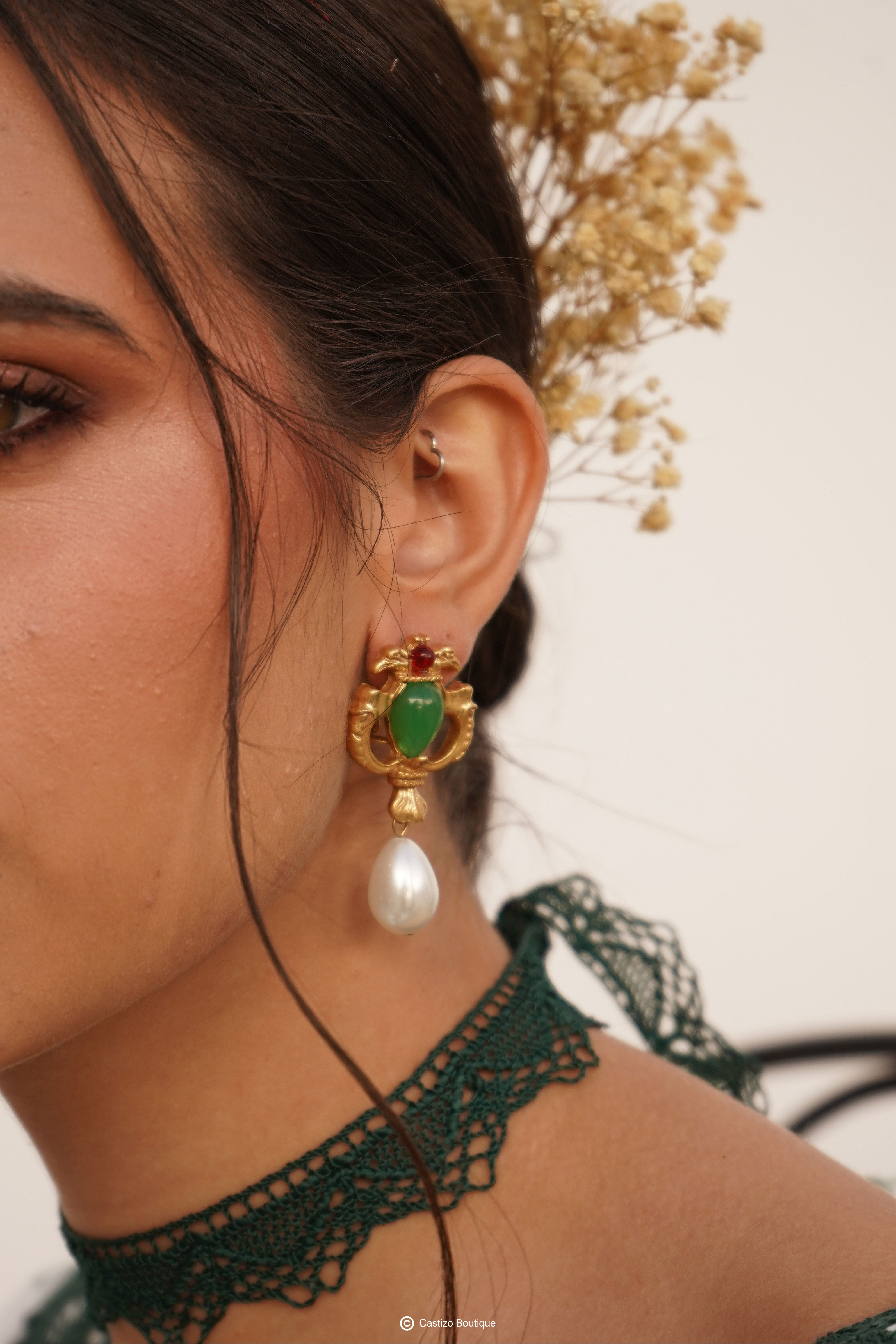 Pendiente jade verde