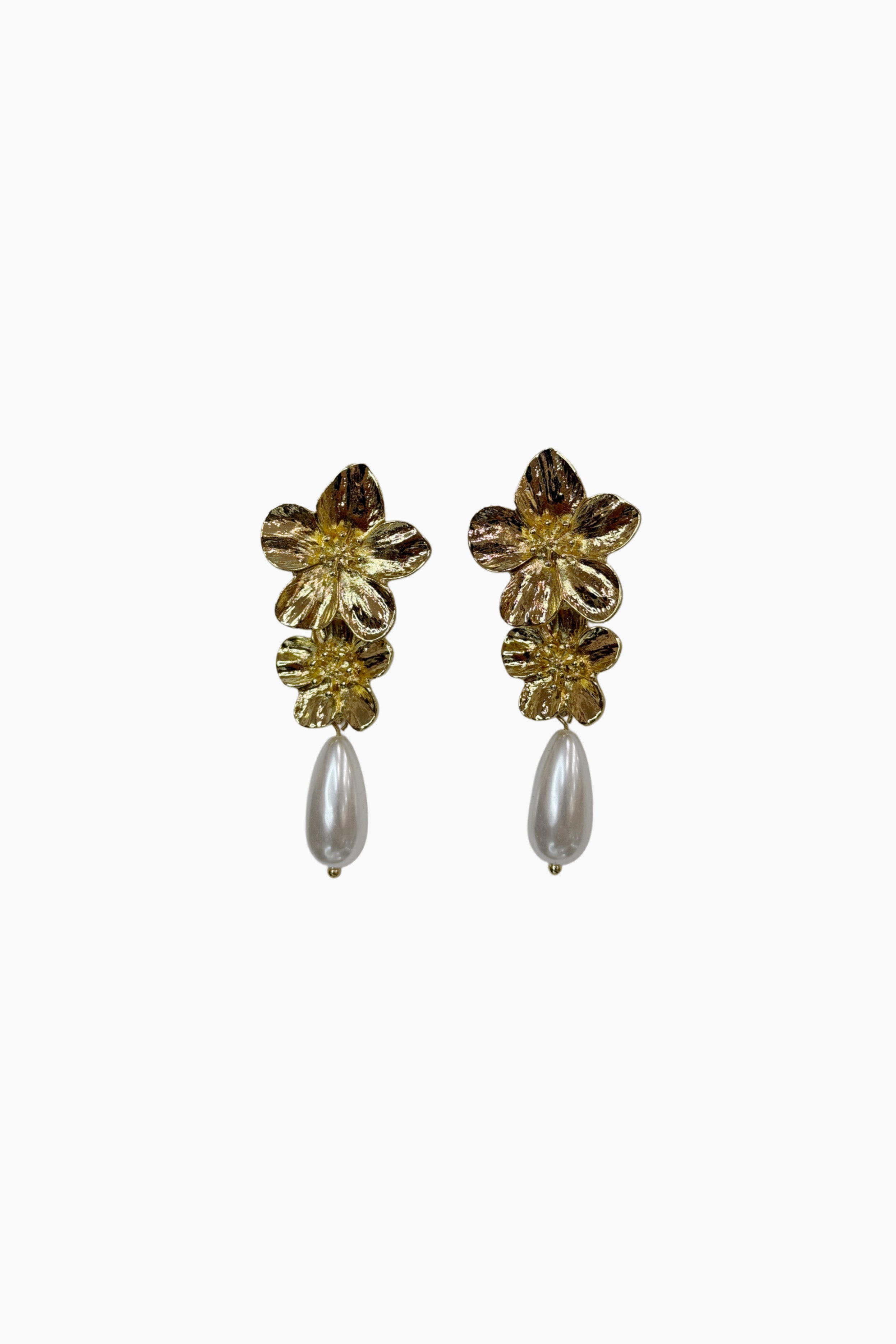 Pendiente Doble flor con gota