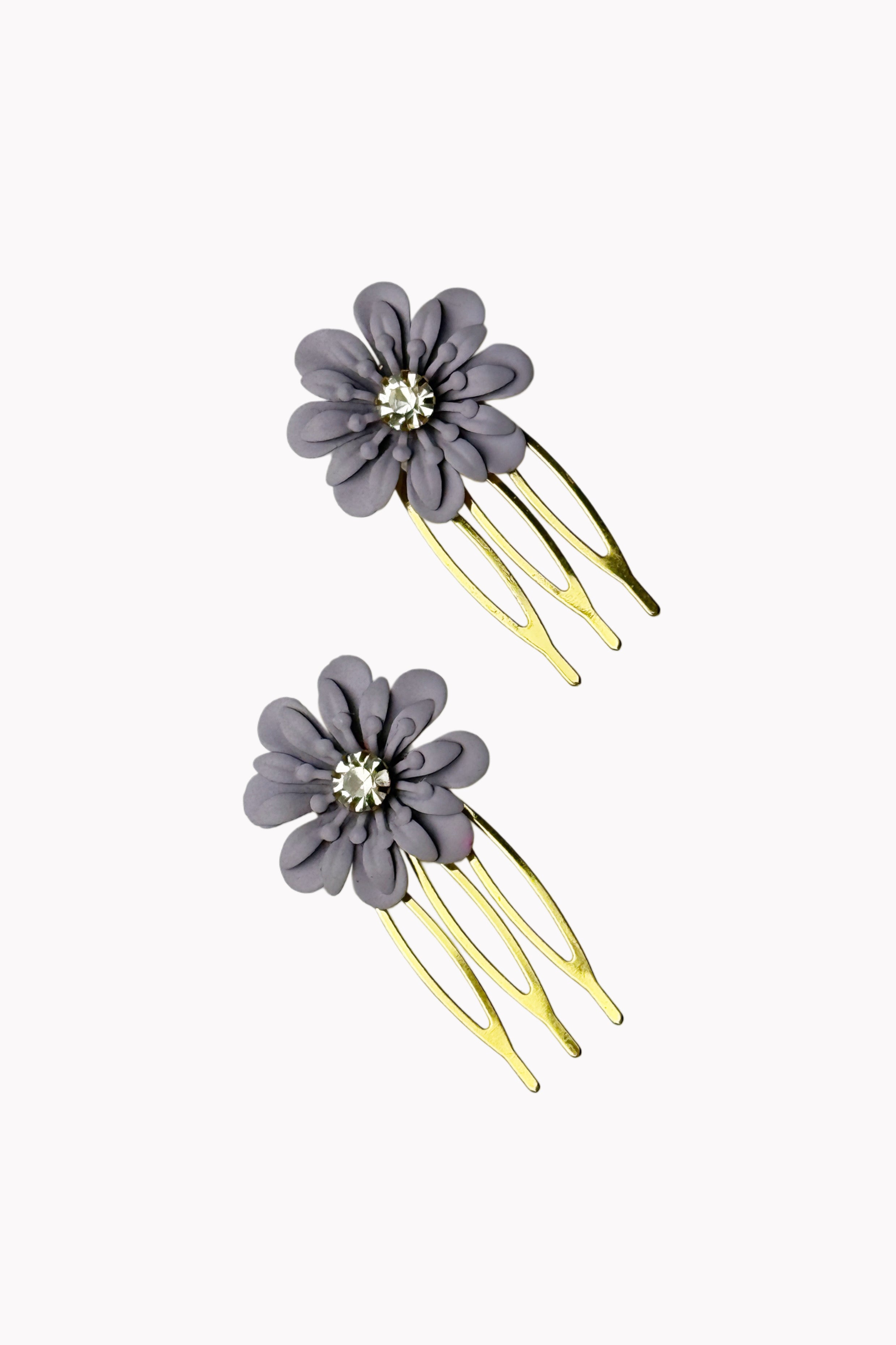Peinecillos malva grisáceo florecita [Pack]