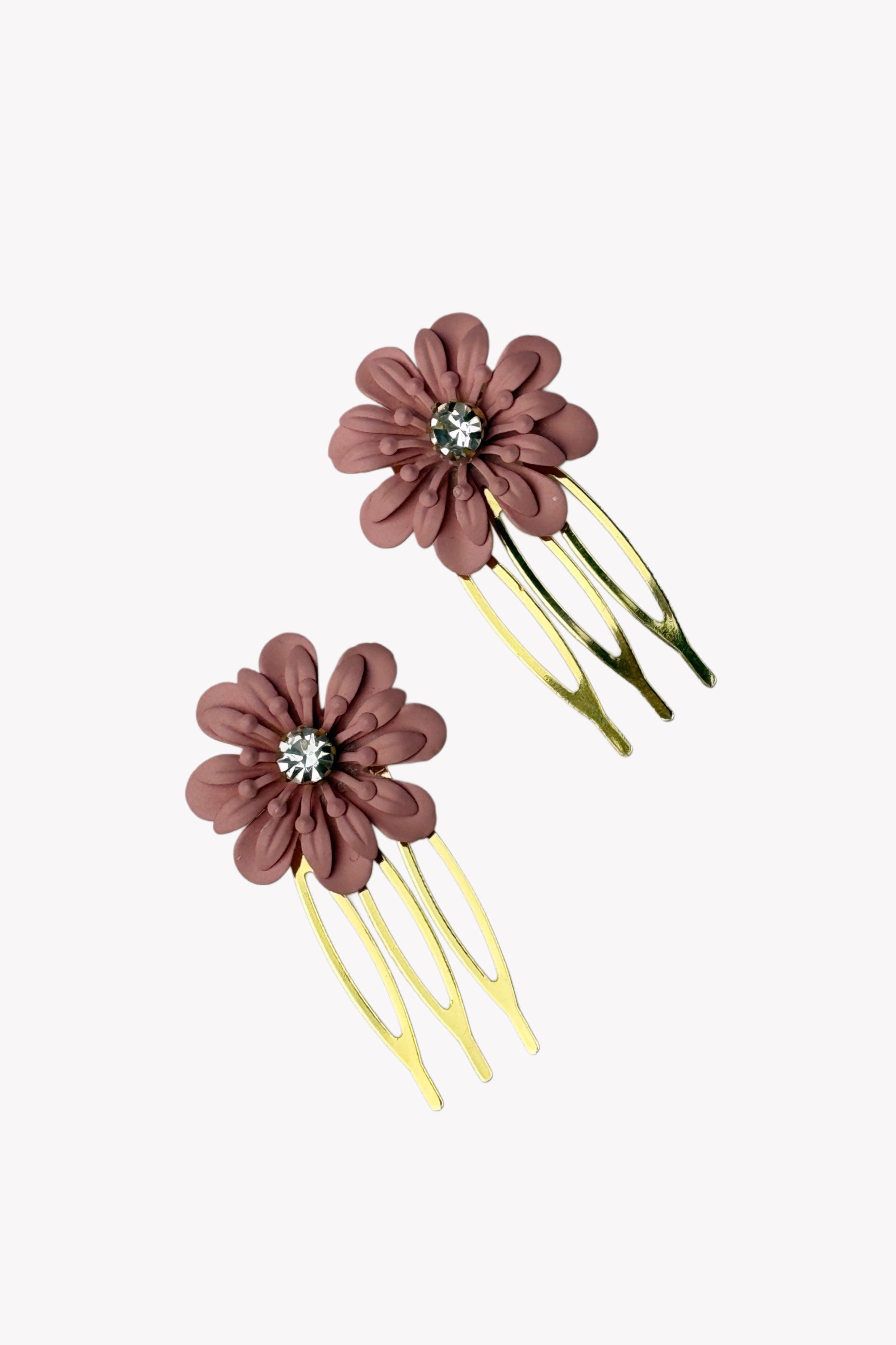 Peinecillos rosa palo florecita [Pack]