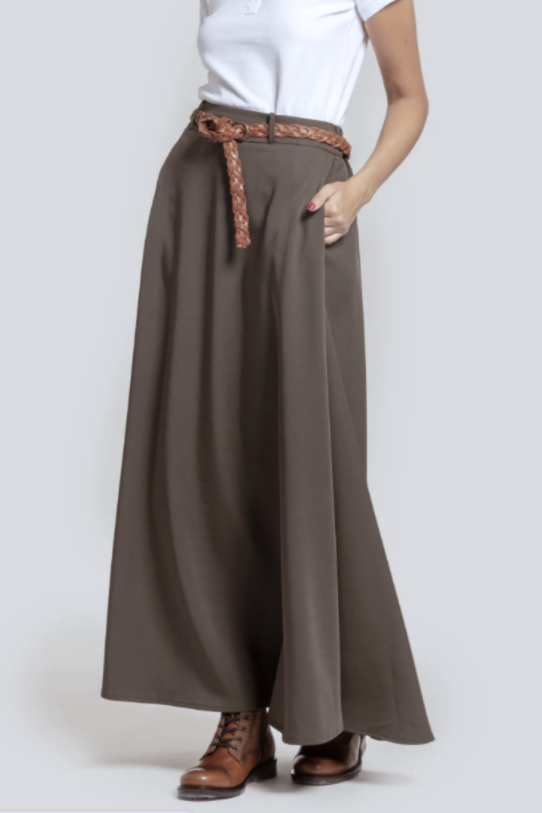 Falda romería caqui