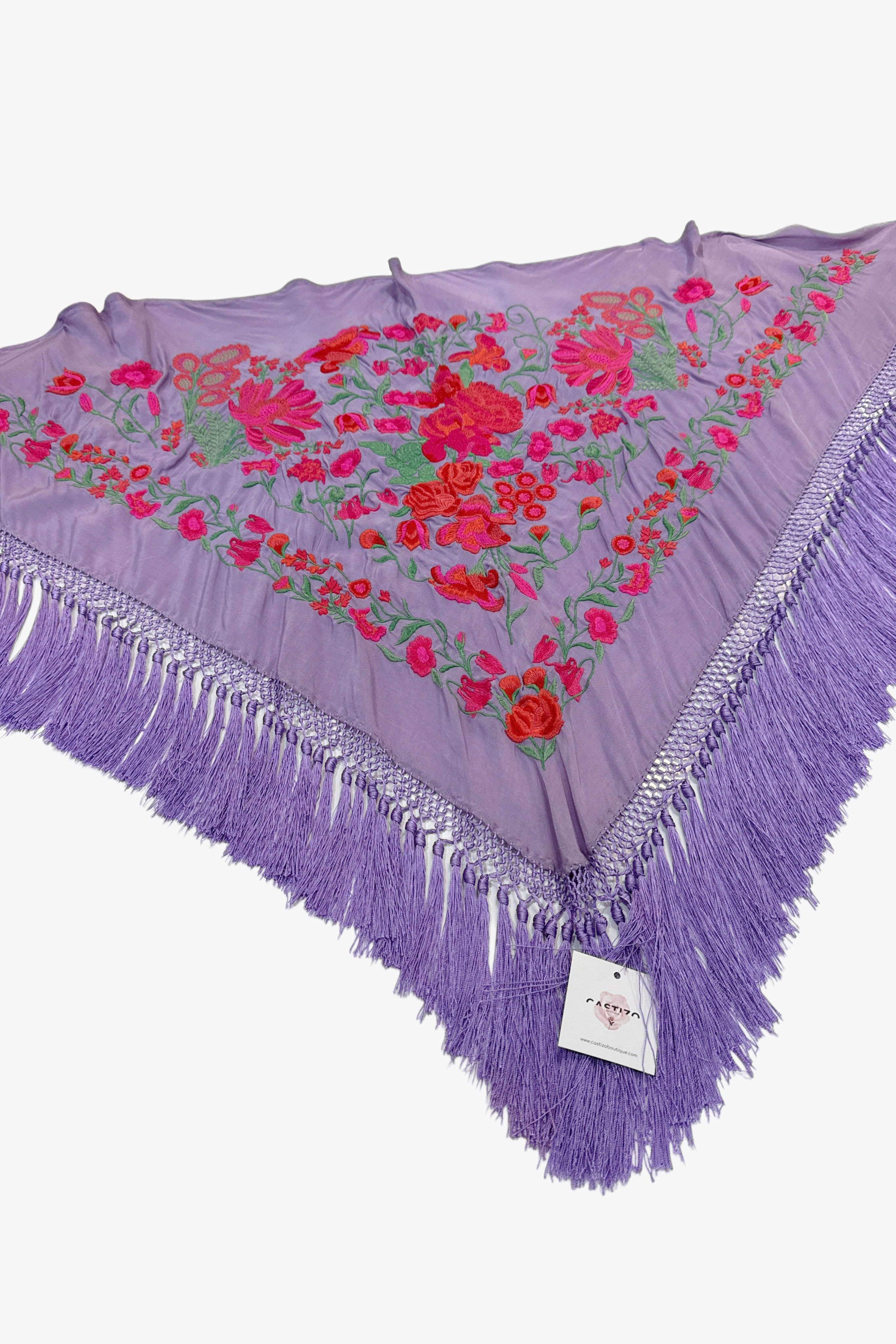 Mantoncillo seda malva y fucsia