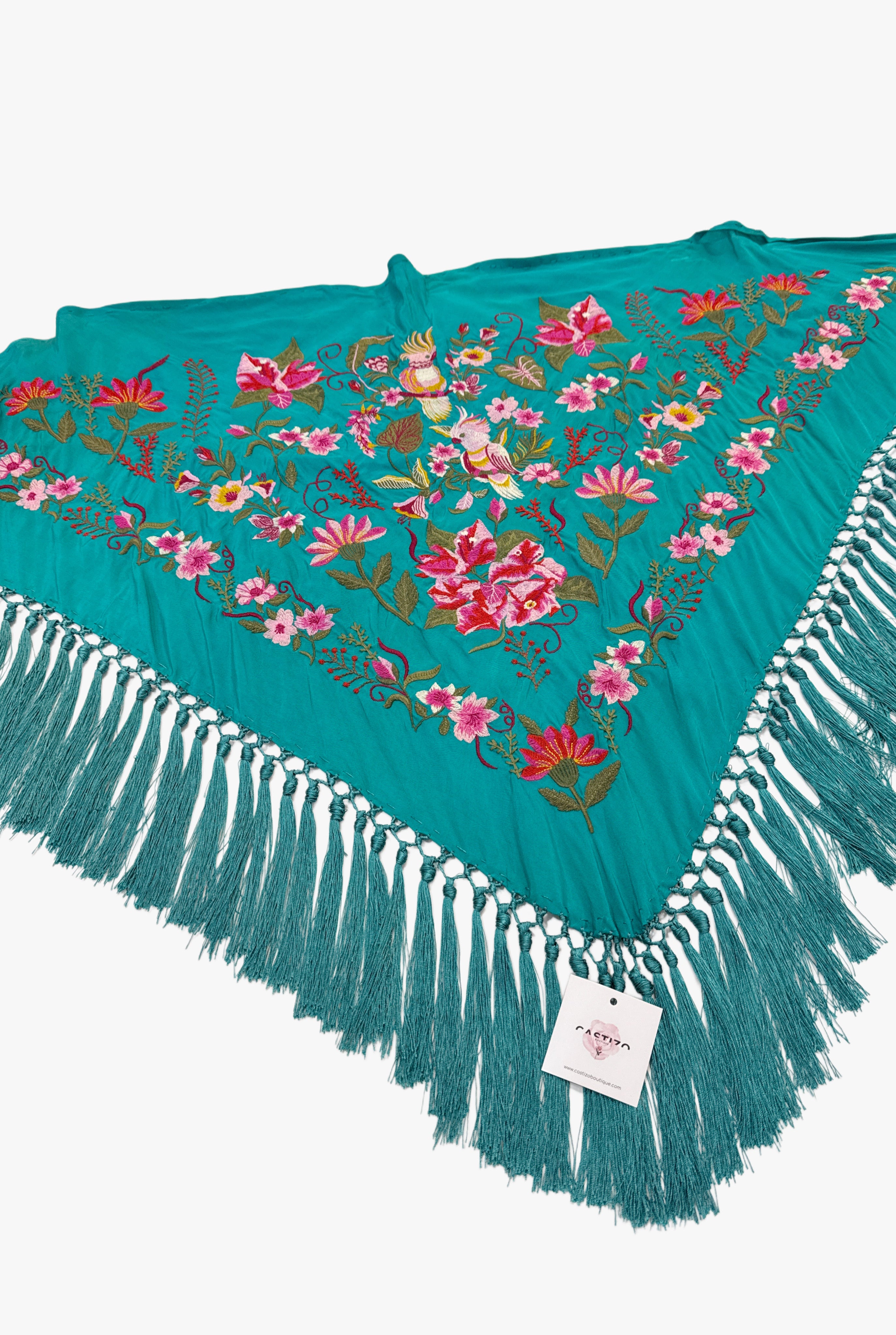 Mantoncillo seda turquesa