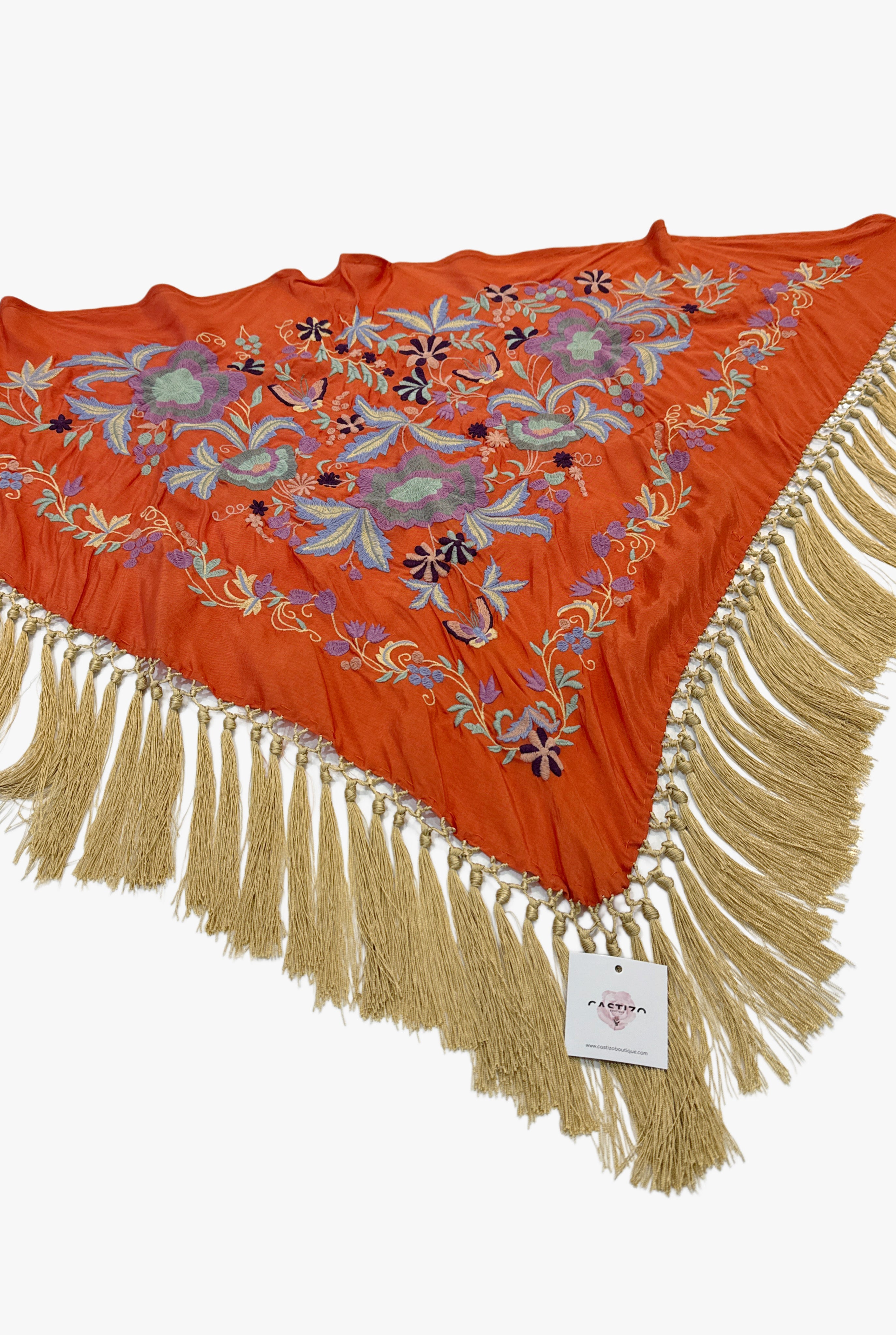 Mantoncillo seda caldera y dorado