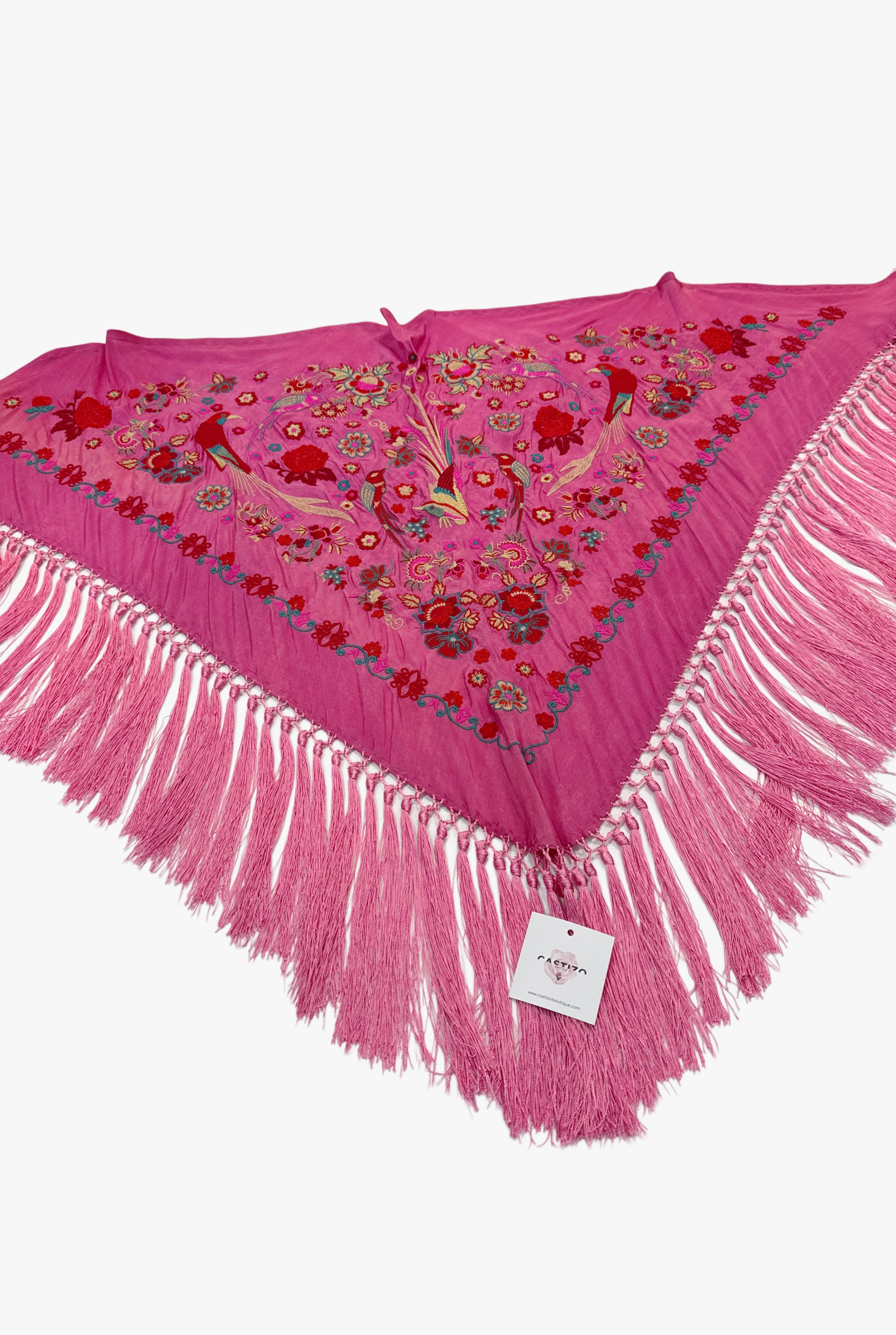 Mantoncillo seda rosa chicle fantasía