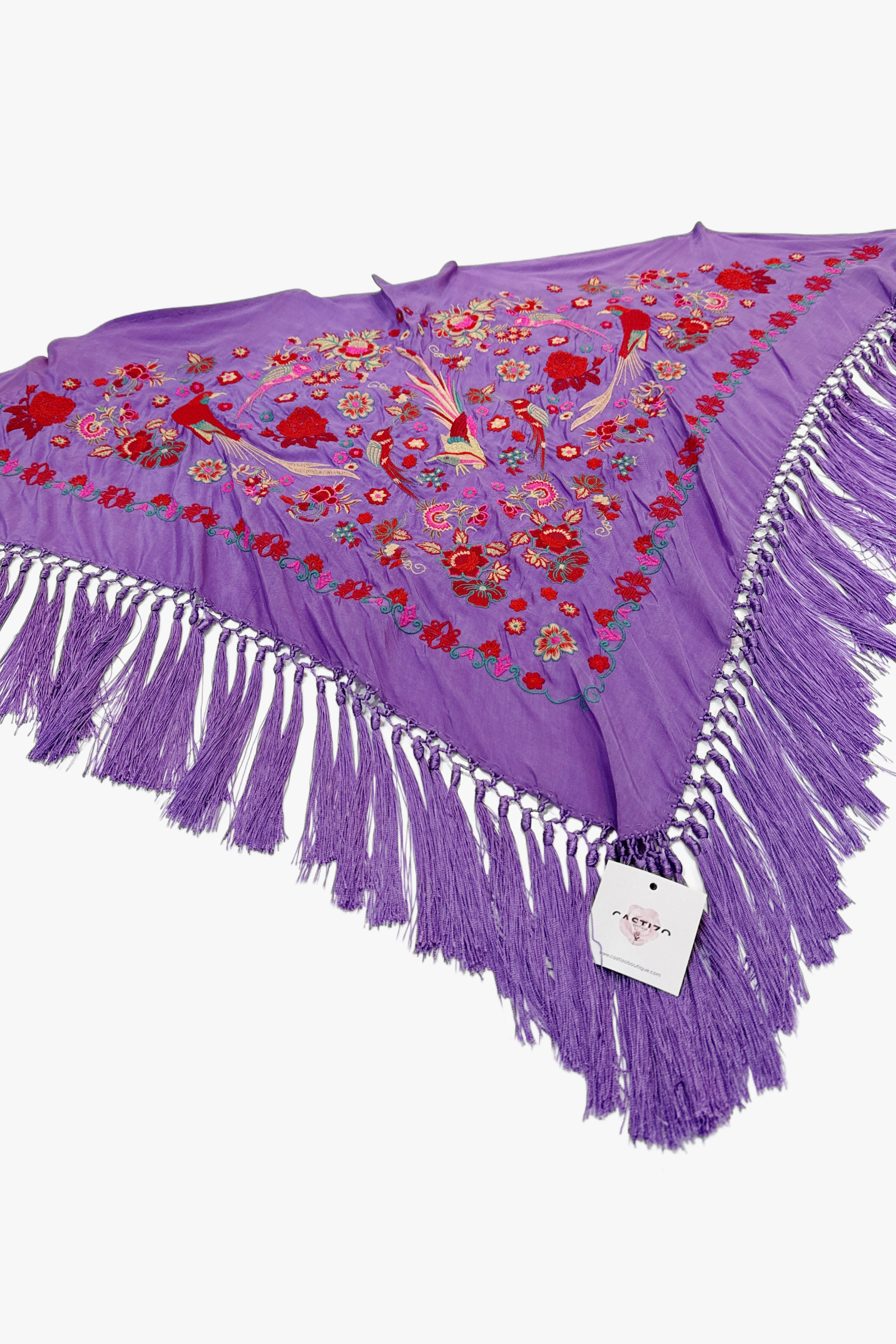 Mantoncillo seda malva fantasía