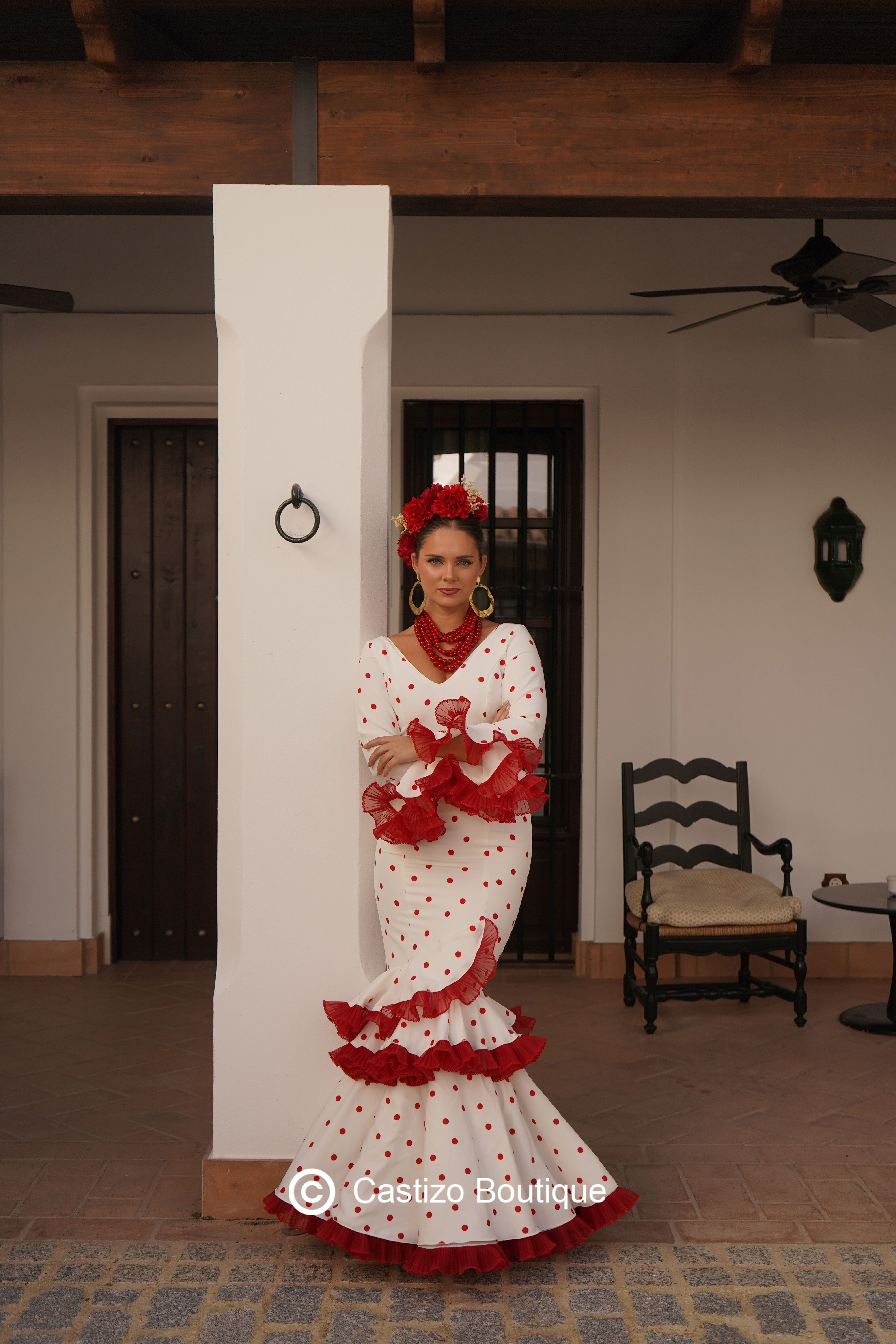 Traje Ágata | Blanco y rojo