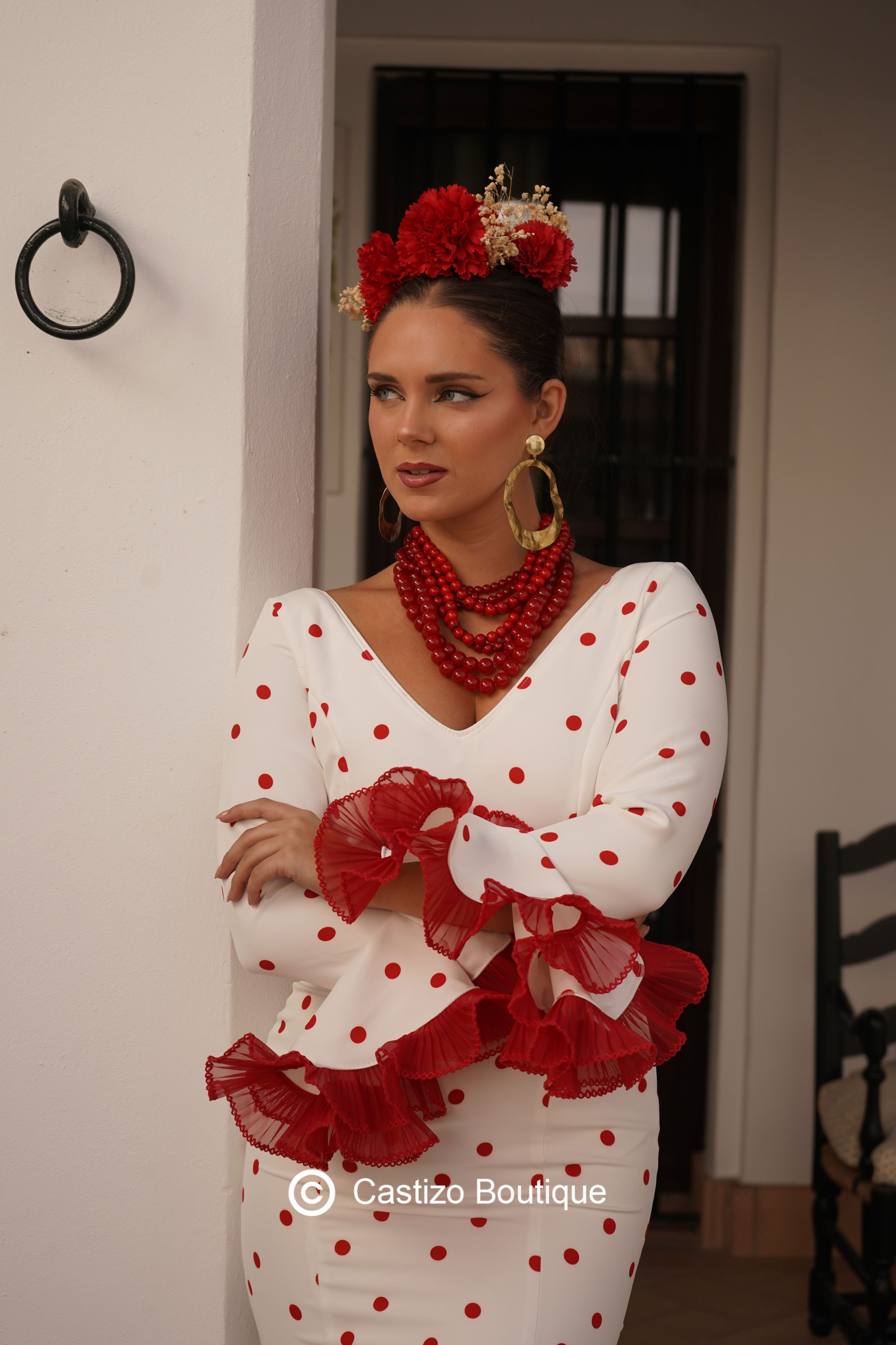 Traje Ágata | Blanco y rojo